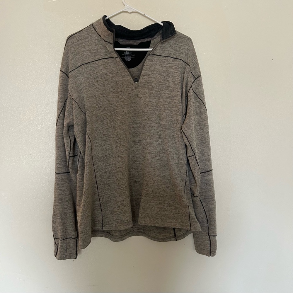 KÜHL Quarter Zip Performance Pullover Gray Black Trim Size XL